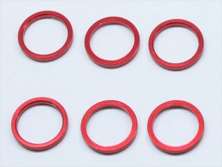 M6 アルミカラー φ7.4×6×1.0t(レッド) 6pcs [SGX-8610R]