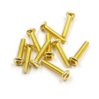 六角ボタンヘッドスクリュー(M2×10ｍｍ)10pcs ステンレススチールゴールドメッキ [SHP-210GD]