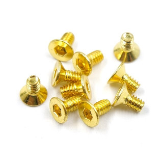 六角フラットヘッドスクリュー(M2×4ｍｍ)10pcs ステンレススチールゴールドメッキ [SHF-204GD]