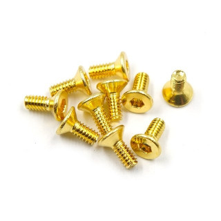 六角フラットヘッドスクリュー(M2×5ｍｍ)10pcs ステンレススチールゴールドメッキ [SHF-205GD]