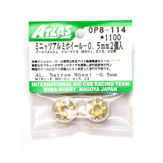 ミニッツ アルミホイール ゴールドメッシュ ナロー -0.5mm 2個入 [OP8-114]
