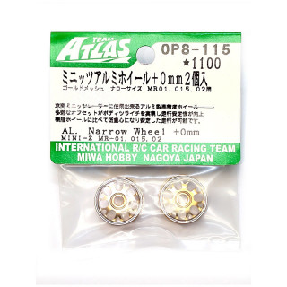 ミニッツ アルミホイール ゴールドメッシュ ナロー +0mm 2個入 [OP8-115]