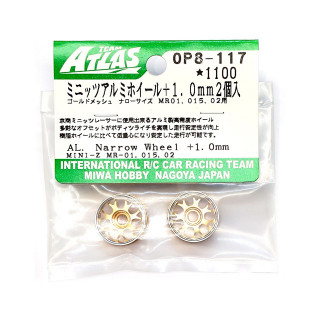 ミニッツ アルミホイール ゴールドメッシュ ナロー +1.0mm 2個入 [OP8-117]