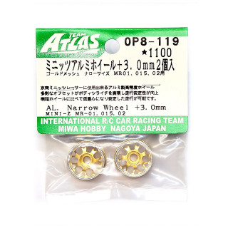 ミニッツ アルミホイール ゴールドメッシュ ナロー +3.0mm 2個入 [OP8-119]