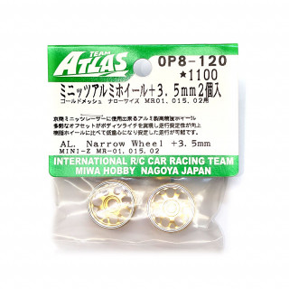 ミニッツ アルミホイール ゴールドメッシュ ナロー +3.5mm 2個入 [OP8-120]