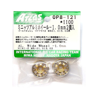 ミニッツ アルミホイール ゴールドメッシュ ワイド -1.0mm 2個入 [OP8-121]