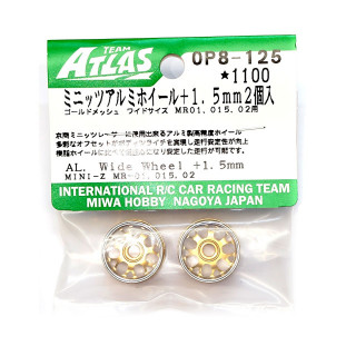 ミニッツ アルミホイール ゴールドメッシュ ワイド +1.5mm 2個入 [OP8-125]
