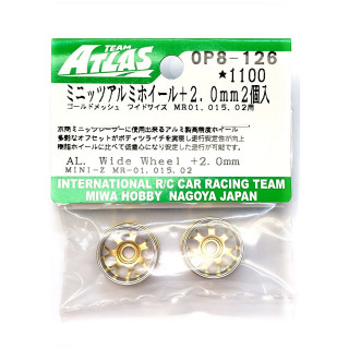 ミニッツ アルミホイール ゴールドメッシュ ワイド +2.0mm 2個入 [OP8-126]