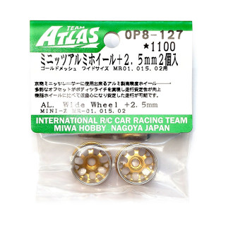 ミニッツ アルミホイール ゴールドメッシュ ワイド +2.5mm 2個入 [OP8-127]