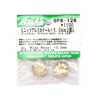 ミニッツ アルミホイール ゴールドメッシュ ワイド +3.0mm 2個入 [OP8-128]