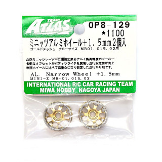 ミニッツ アルミホイール ゴールドメッシュ ナロー +1.5mm 2個入 [OP8-129]
