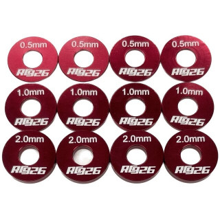 アルミホイールスペーサーType-2セットレッド (0.5/1.0/2.0mm各4個入) [KN-HS05RD-A]