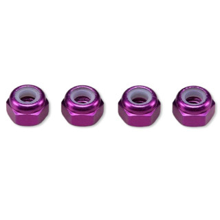アルミ製 3mm ナイロンロックナット パープル (4個入) [ZC-N3APU]