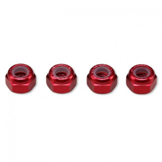 アルミ製 3mm ナイロンロックナット レッド (4個入) [ZC-N3AR]